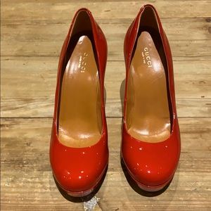 Gucci red patent leather shoes